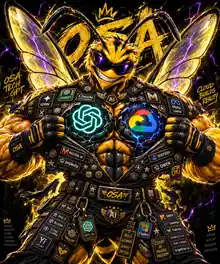 Napakowana Osa OsaTechGPT w cyberpunkowym stylu